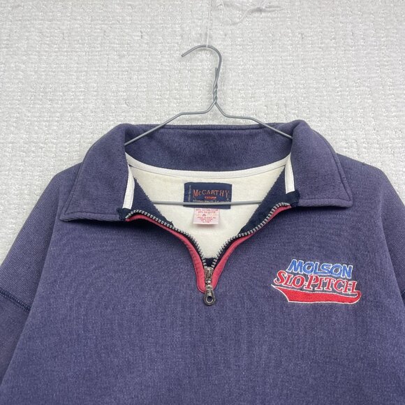 Vintage McCarthy x Molson Slo-Pitch Baseball Sweatshirt Men's XL Quarter Zip - Picture 2 of 16